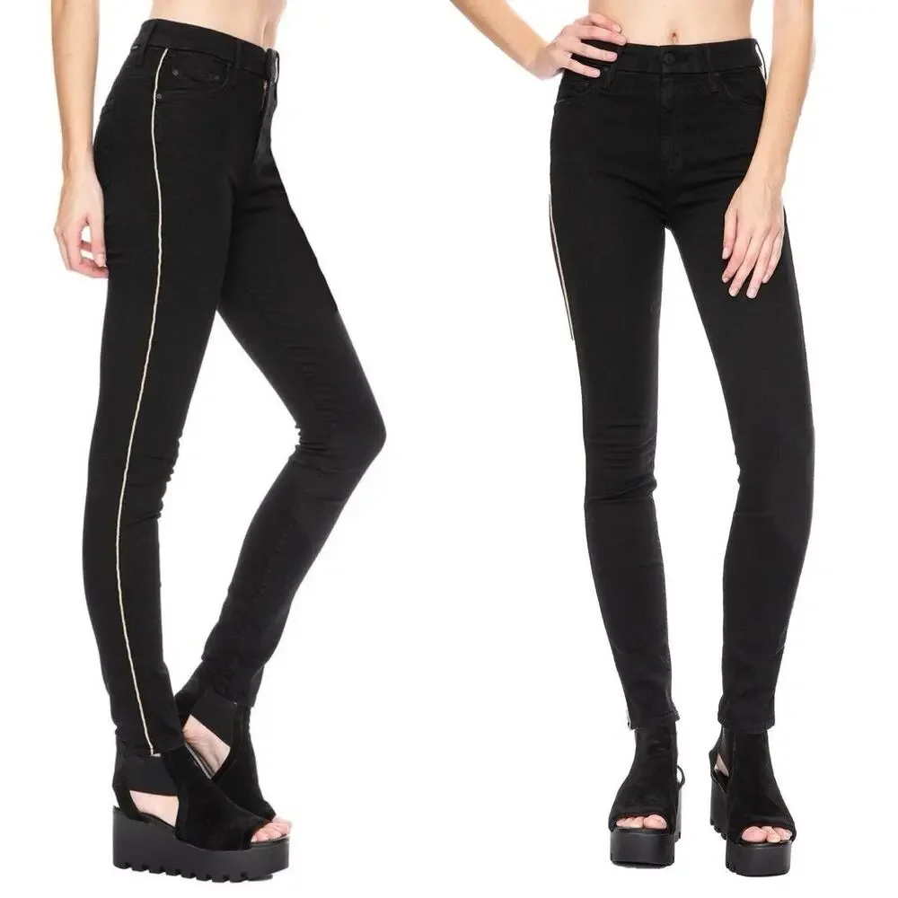 Mother Jeans Womens 25 Black Glam High Waist Looker Not Guilty One Liner Baddie